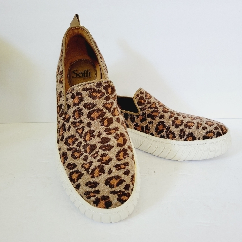 NEW Sofft Pavina Platform Slip-On Sneaker Textile Leopard Print Size 9.5
